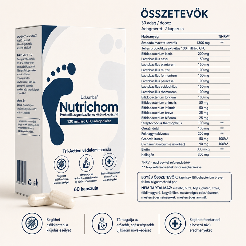 Nutrichom Nail Defense & Restore - Komplex Köröm Regeneráló Táplálékkiegészítő – 60 db Kapszula