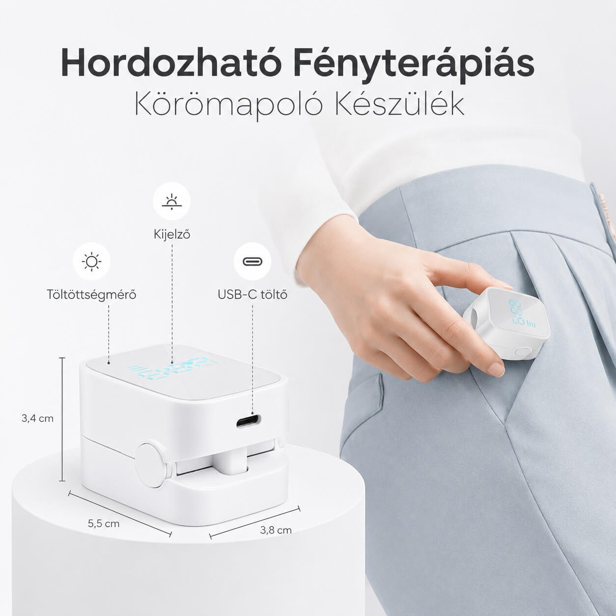Hordozható Fényterápiás Körömápoló Készülék