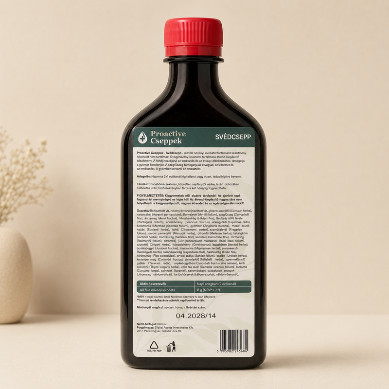 Proactive Svédcsepp 40 Gyógynövény Komplex, Alkoholmentes (500 ml)