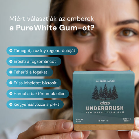 PureWhite Gum Cukormentes Remineralizáló Fogtisztító Rágógumi