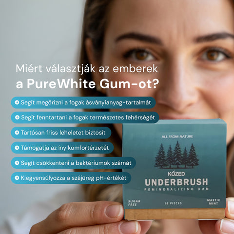 PureWhite Gum Cukormentes Remineralizáló Fogtisztító Rágógumi