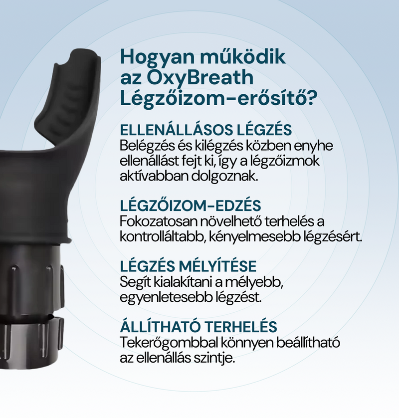 OxyBreath Hordozható Légzőizom-erősítő Eszköz Állítható Ellenállással
