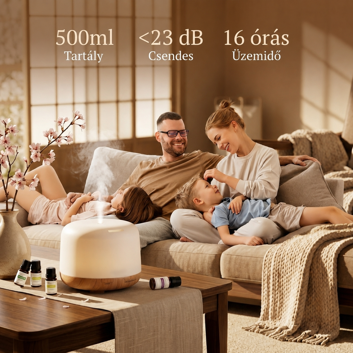 Mizuki Ultraszónikus Aromadiffúzor És Párologtató Éjszakai fénnyel