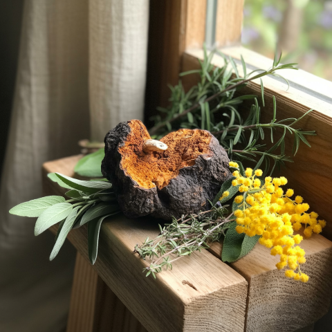 Chaga gomba, mimóza, zsálya, kakukkfű